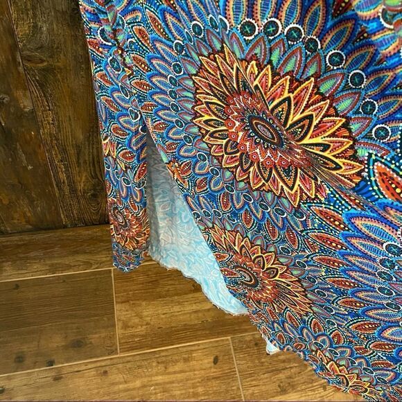 GRECERELLE Sz S NWT Blue Orange BALI Casual Maxi Beach Cover Up Relaxed Dress - Picture 7 of 13